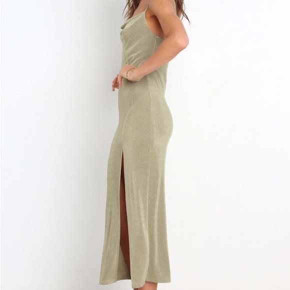 Petal & Pup Diani Dress Green Size 4 Olive Green Midi Slit Party Wedding Formal - Picture 2 of 10